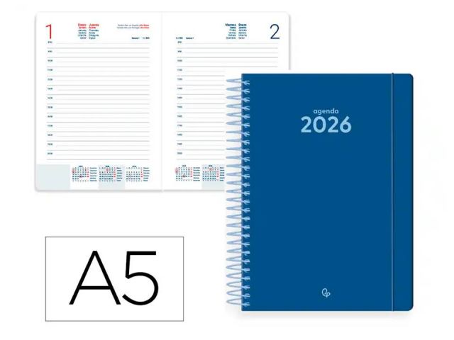 LDP AGENDA ANUAL ESPIRAL DIA PÁG.A5 CLASSIC 2026 AZUL