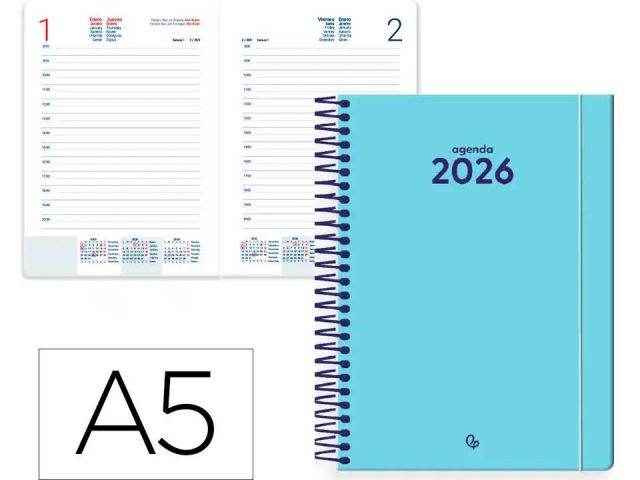LDP AGENDA ANUAL ESPIRAL DIA PÁG.A5 CLASSIC 2026 AZUL CLARO