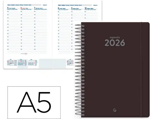 LDP AGENDA ANUAL ESPIRAL S/VISTA A5 CLASSIC 2026 NEGRO