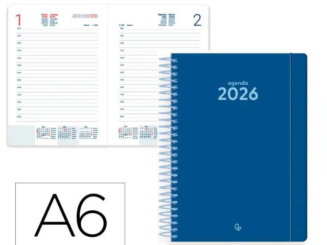 LDP AGENDA ANUAL ESPIRAL DIA PÁG.A6 CLASSIC 2026 AZUL