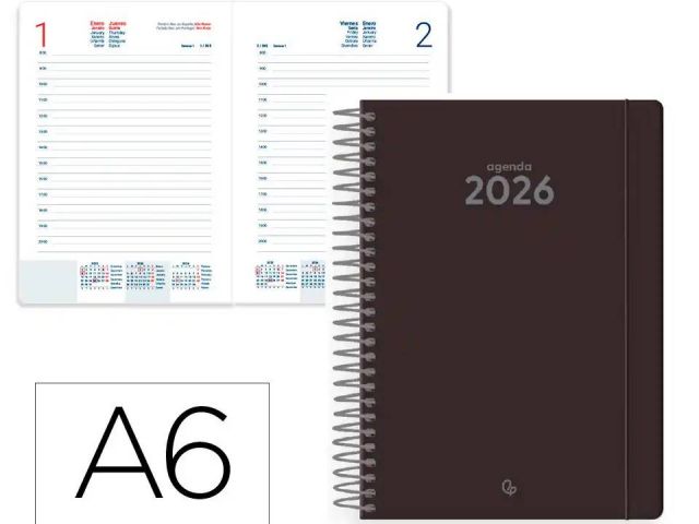 LDP AGENDA ANUAL ESPIRAL DIA PÁG.A6 CLASSIC 26 NEGRO