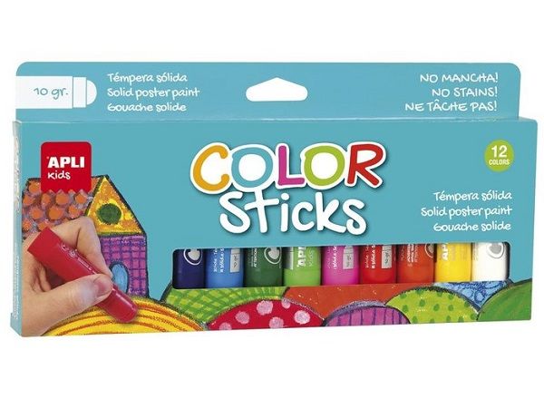TEMPERA SOLIDA APLI COLOR STICKS 10gr. 12u. 14228 