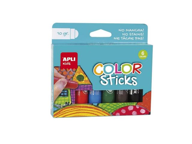 TEMPERA SOLIDA APLI COLOR STICKS 10gr. 6u. 14227 