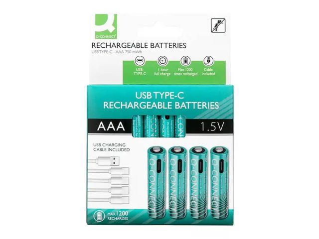 Q-CONNECT 4  PILAS RECARGABLES POR USB-C  AAA KF14130
