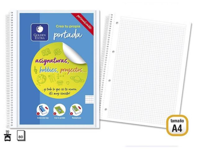 CUADERNO ESPIRAL A4 PP 80H.90g 5X5 PPERSONALIZABLE