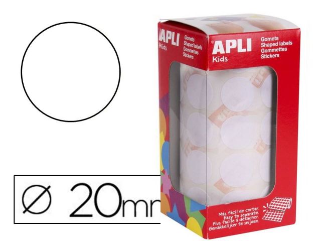 APLI ROLLO GOMETS REDONDO 20mm BLANCO 11905