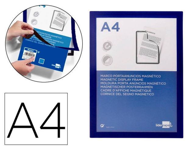 LIDERPAPEL MARCO  MAGNETICO A4 ADHESIVO AZUL