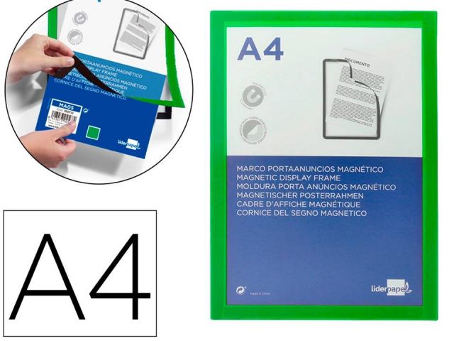 LIDERPAPEL MARCO  MAGNETICO A4 ADHESIVO VERDE
