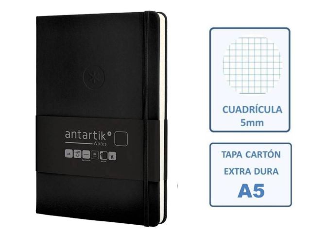 ANTARTIK CUADERNO GOMA A5 15X21 96p. CUADRO TW08