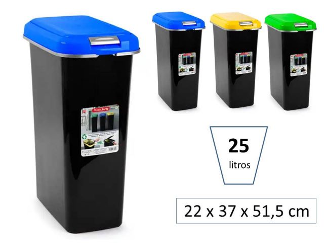 PAPELERA CONTENEDOR RECICLAJE 25 LITROS AZUL 
