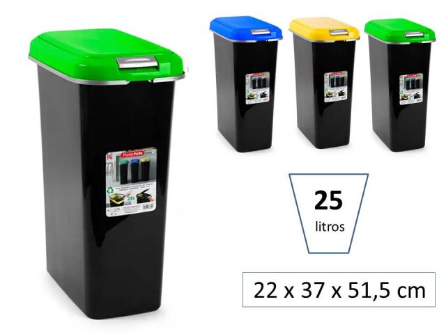 PAPELERA CONTENEDOR RECICLAJE 25 LITROS VERDE