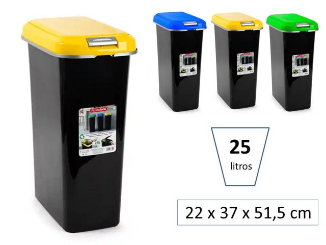 PAPELERA CONTENEDOR RECICLAJE 25 LITROS AMARILLO