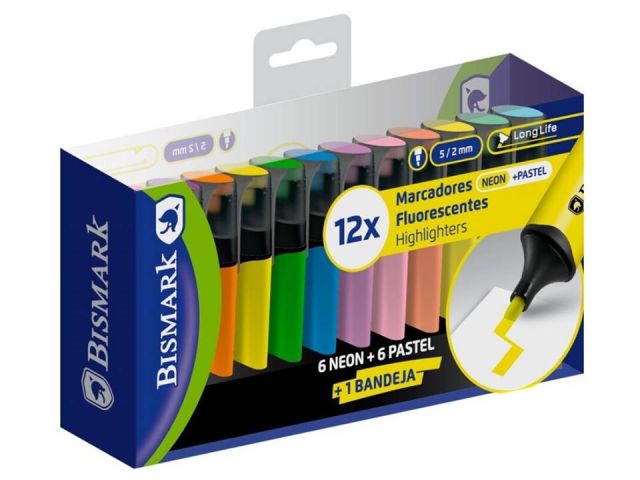 BMK ESTUCHE SOBREMESA 12 MARCADORES PASTEL Y NEON 