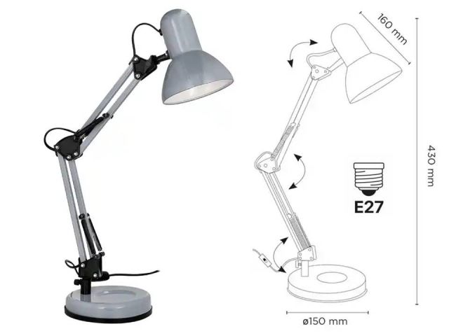 QC LAMPARA SOBREMESA POLARIS (E27) PLATA  KF22405