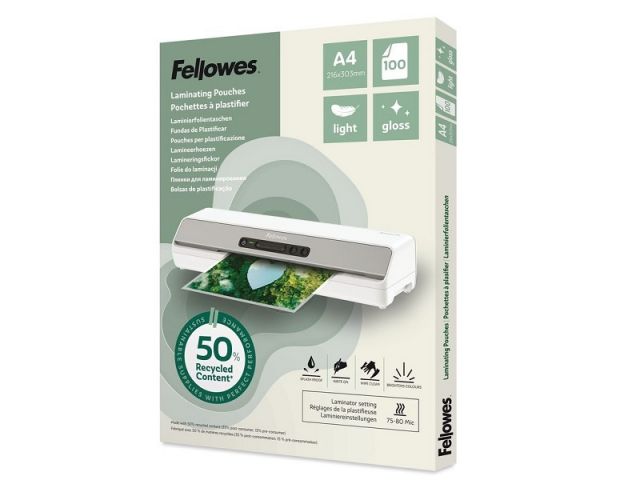 FELLOWES CJ.100 FUNDAS PLASTIFICAR 75MIC A4 REC.