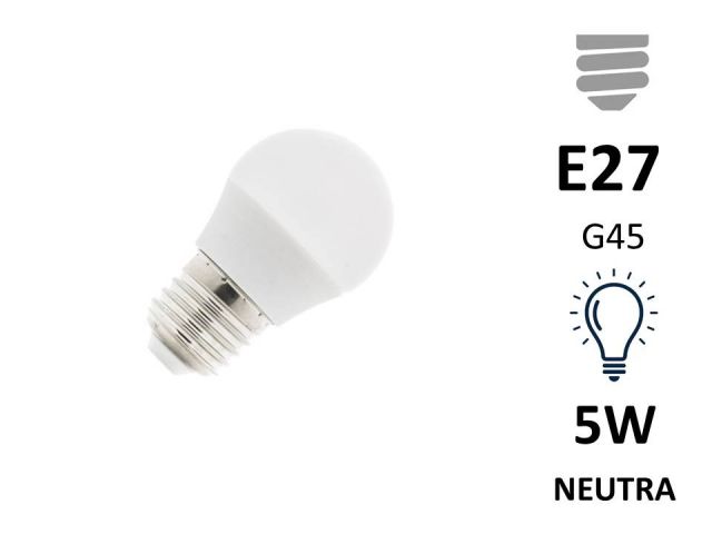 BOMBILLA LED ESFÉRICA  E27 G45 5W LUZ NEUTRA