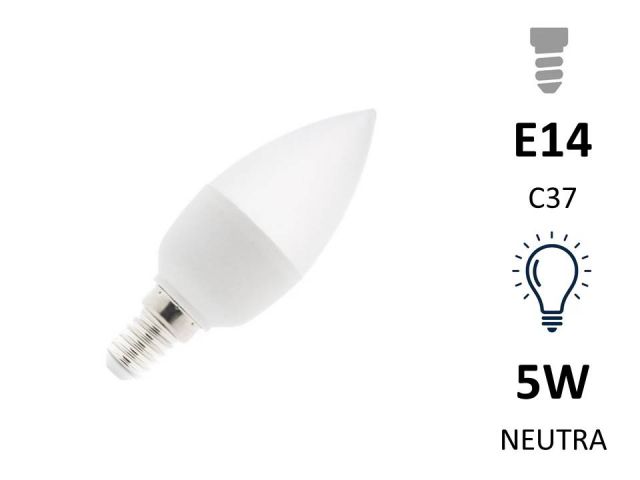 BOMBILLA LED VELA  E14 C37 5W LUZ NEUTRA