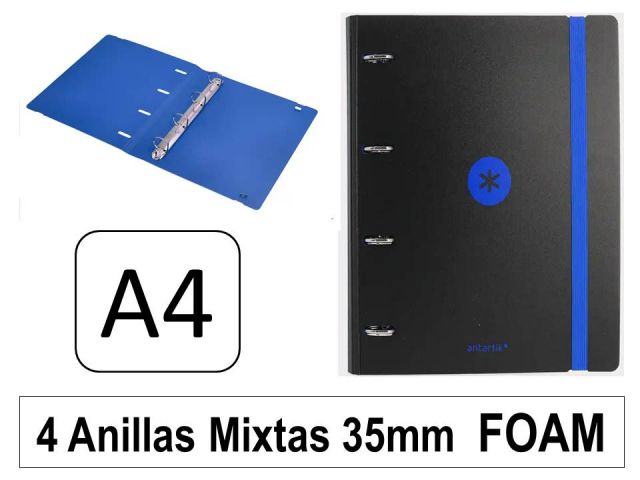 ANTARTIK CARPETA FOAM 4A 35MM MIXTAS C/GOMA NEGRO AZUL