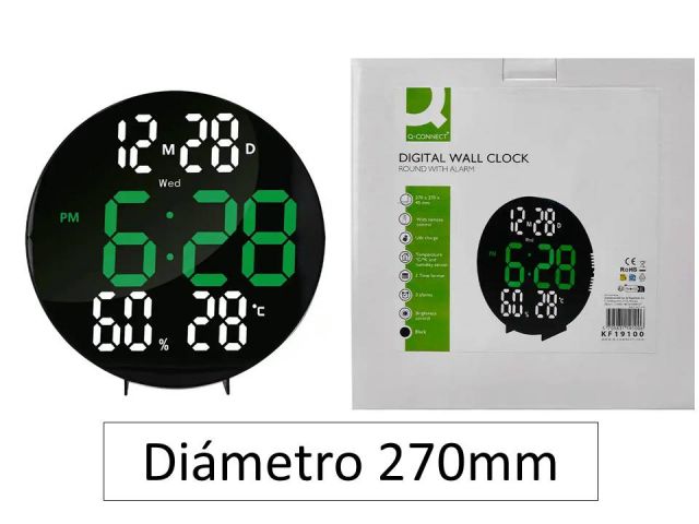 Q-CONNECT RELOJ PARED DIGITAL REDONDO 270m KF19100