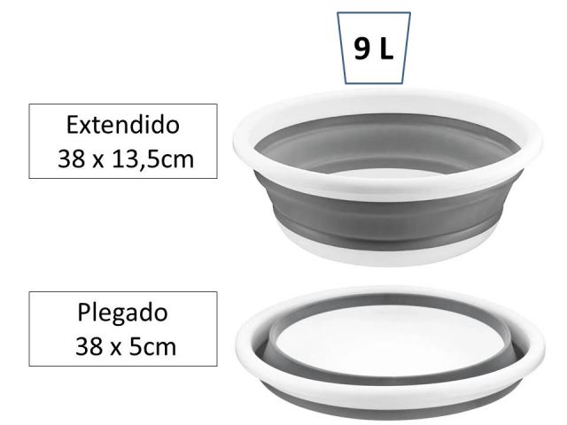 BARREÑO PLEGABLE PLÁSTICO 9L 38x13,5cm
