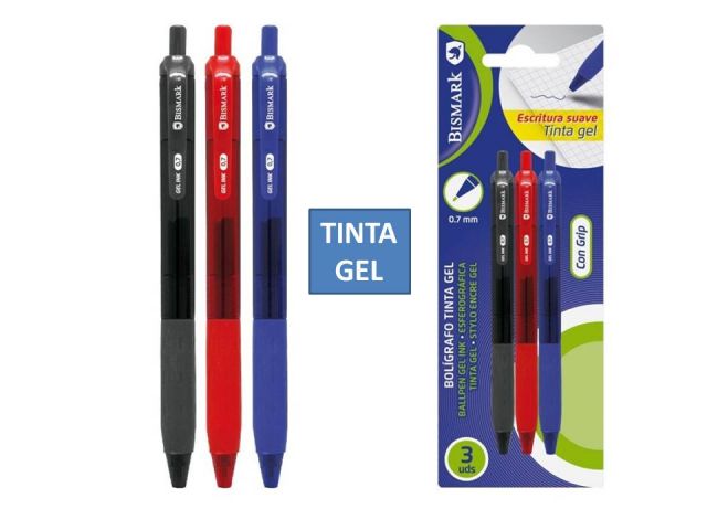 BMK 3  BOLIGRAFOS GEL  0,7 RETRACTIL GRIP  (AZ,NG,RJ) 