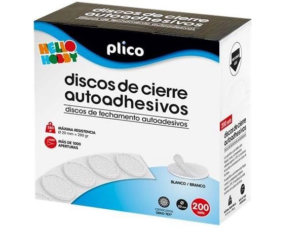PLICO VELCRO DISCOS CIERRE  20mm 200u BLANCO 13338