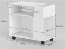 MESA AUXILIAR MULTIUSOS 70x34x60cm BLANCO